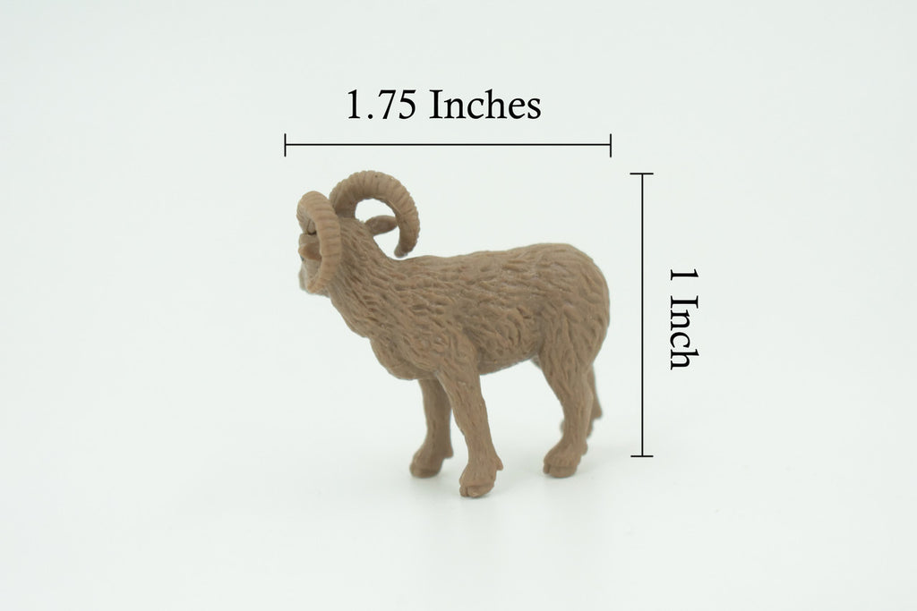 Bighorn Sheep, Very Nice Rubber Animal, Educational, Hand Painted, Realistic Figure, Lifelike Mountain Sheep Design, Toy, Kids, Gift,    1 3/4"     F3535 B138