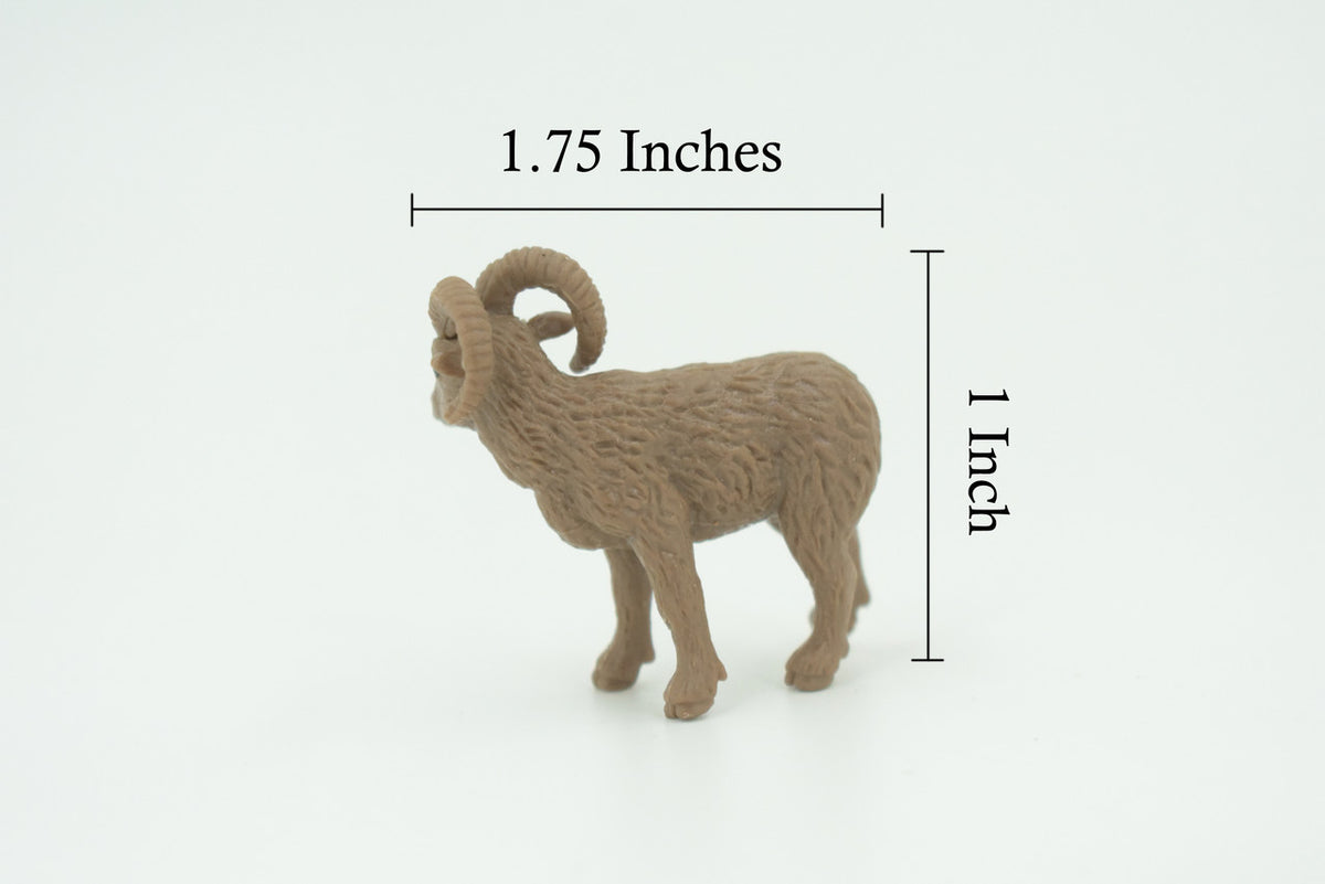Bighorn Sheep, Very Nice Rubber Animal, Educational, Hand Painted, Realistic Figure, Lifelike Mountain Sheep Design, Toy, Kids, Gift,    1 3/4"     F3535 B138