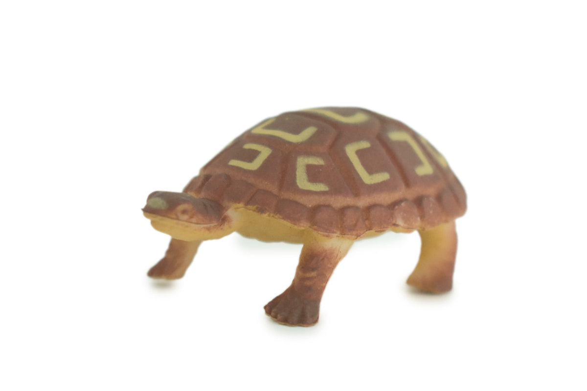 Tortoise, Turtle, Box Turtle, Rubber Reptile, Educational, Realistic, Hand Painted, Figure, Lifelike Model, Figurine, Replica, Gift, 2 Inches. F427A B311
