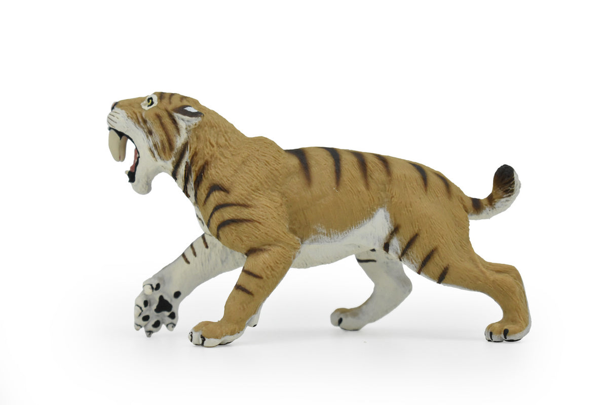 Saber-toothed Cat, Smilodon, Museum Quality Plastic Reproduction, Hand Painted    4 1/2"   F7057-B224
