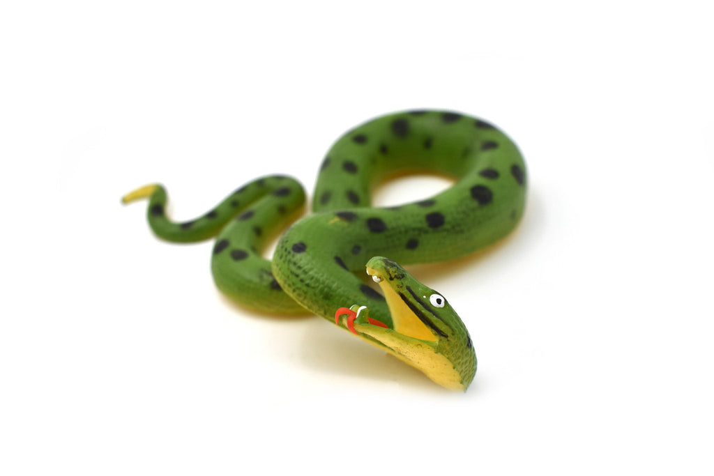 Green Anaconda, Snake, Rubber Reptile, Educational, Realistic, Hand Painted, Figure, Lifelike Model, Figurine, Replica, Toys, Gift,     10 Inches.    CWG45 B181