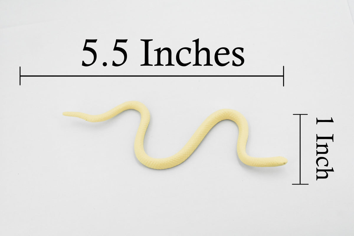 Albino Texas Rat Snake, Rubber Reptile, Educational, Realistic Hand Painted, Figure, Lifelike Model, Figurine, Replica, Gift,       5 1/2"