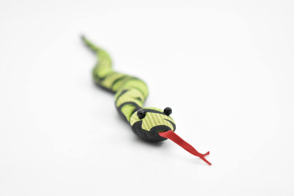 Snake, Reptiles, Green, Hand Made In Thailand, Sand Creatures, Paper Weight, Bean Bag, Cornhole, Game, Toy, Kids, Educational, Gift,   12 Inches Long.  TH20 BB68
