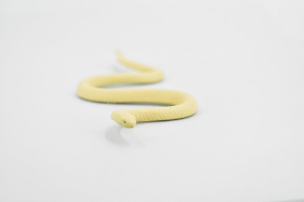 Albino Texas Rat Snake, Rubber Reptile, Educational, Realistic Hand Painted, Figure, Lifelike Model, Figurine, Replica, Gift,       5 1/2"     F2039 B39