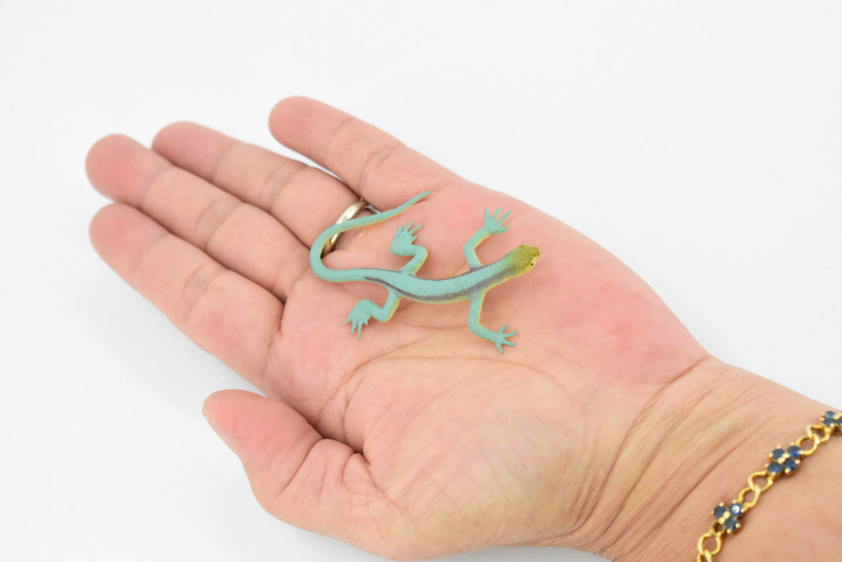Lizard, Blue Striped Lizard , Rubber Reptile Toy, Realistic Figure, Model, Replica, Kids, Educational, Gift,    3"     F6068 B380