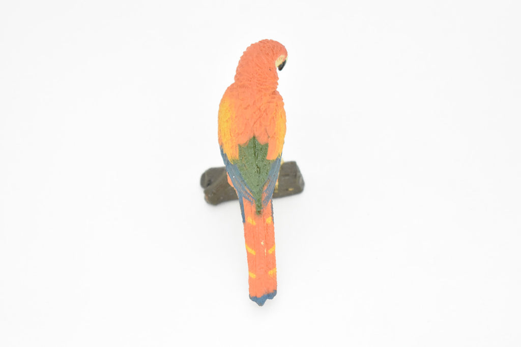 Parrot, Rose, Bird, Very Realistic Rubber Reproduction, Hand Painted Figurines     5.5"    CH138 B244