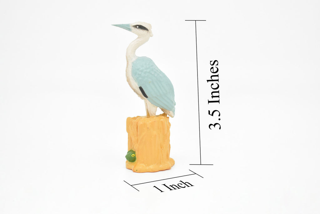 Heron with Frog, Very Nice Rubber,  Hand Painted Toy Model    3 1/2"    F421B365