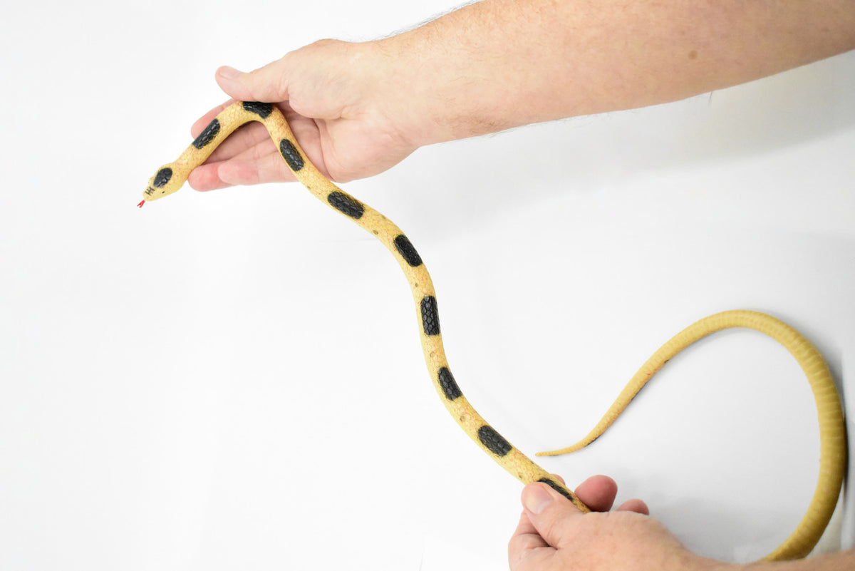 Snake, Brown with Black Spots, Rubber Reptile, Educational, Realistic Hand Painted, Figure, Lifelike Model, Figurine, Replica, Gift,       36"       F3051 B195