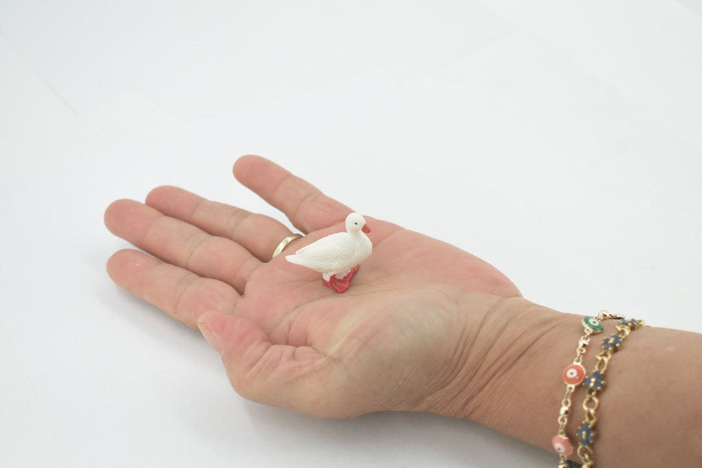 Duck, White, Pekin, Hand Painted, Rubber Bird, High Quality, Rubber, Realistic, Toy, Figure, Kids, Model, Replica, Educational, Gift,     1"    CH520 BB158