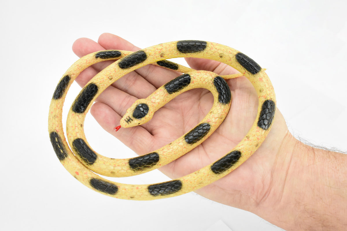 Snake, Brown with Black Spots, Rubber Reptile, Educational, Realistic Hand Painted, Figure, Lifelike Model, Figurine, Replica, Gift,       36"       F3051 B195