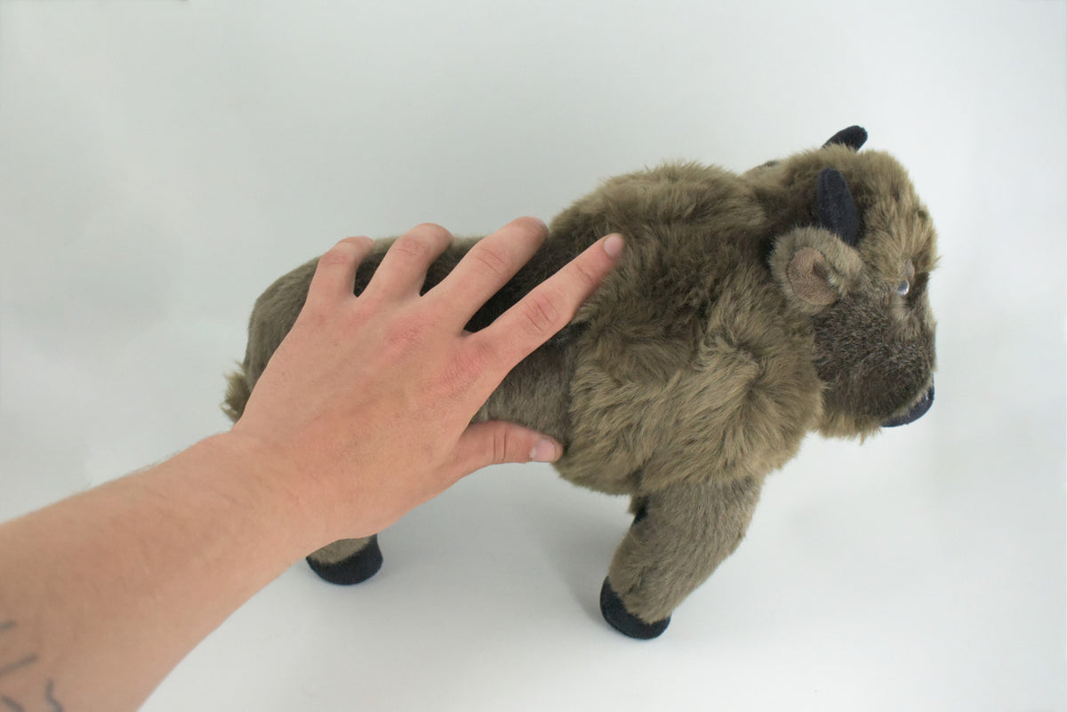 Buffalo, American Bison, Realistic Stuffed Plush Animal, Realistic Figure, Lifelike Model, Educational, Toy, Kids, Gift, 14 Inches. CC195 BB11