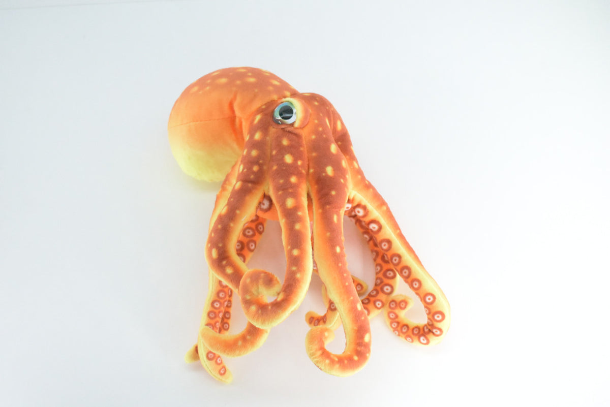 Octopus, Orange, Octopuses, Octopodes, Saltwater, Stuffed Animal, Educational, Plush, Realistic Figure, Lifelike Model, Replica, Gift,       14"        FT14 BB326