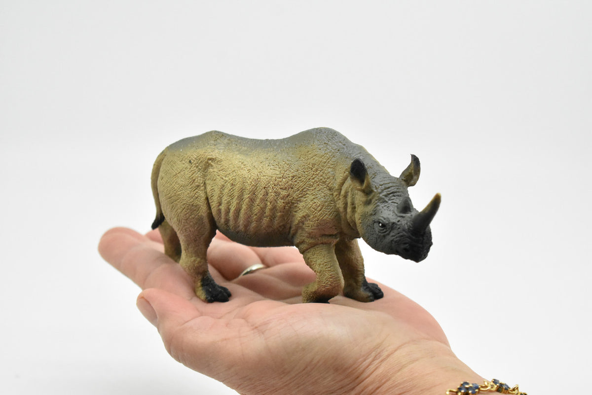Rhino, Rhinoceros, Very Nice Plastic Design, African Animal Figure, Educational, Figure, Lifelike, Diorama Model, Figurine, Replica, Toy, Kids,  6 Inches.