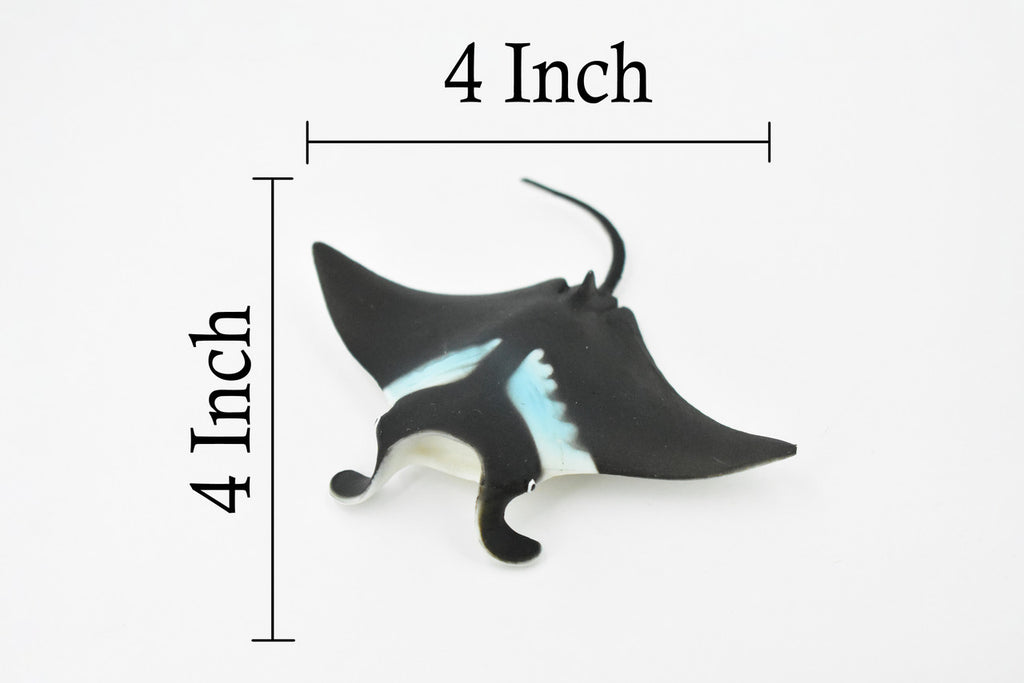 Manta Ray, Devil Fish, Museum Quality, Educational, Rubber Fish, Hand Painted, Realistic Toy Figure, Diorama Model, Kids,   4 Inches.