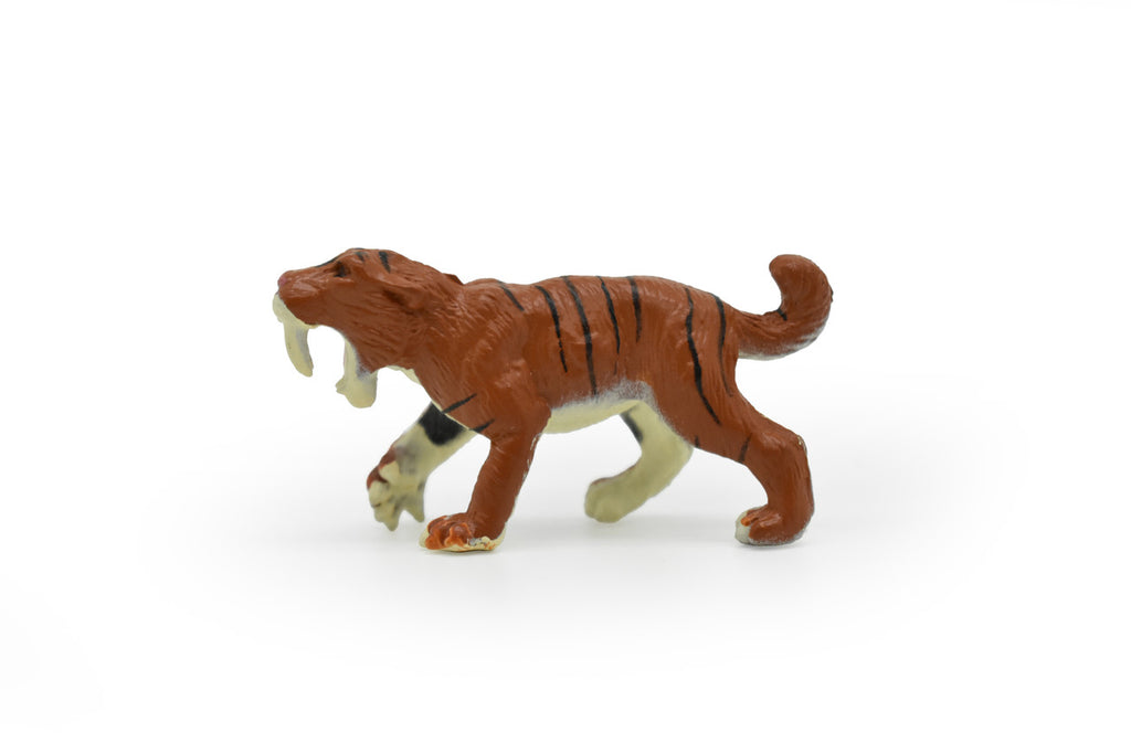 Saber-toothed Cat, Smilodon, Ice Age Mammal, Educational, Realistic, Hand Painted, Figure, Lifelike Model, Gift,   2 Inches. 