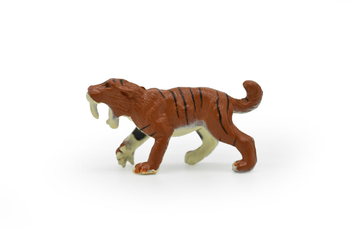 Saber-toothed Cat, Smilodon, Ice Age Mammal, Educational, Realistic, Hand Painted, Figure, Lifelike Model, Gift,   2 Inches. 