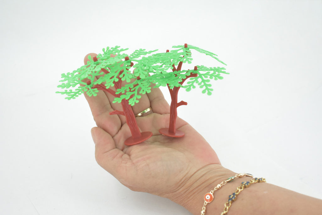 Tree, Perennial Plant 2 Pack,  Educational, Toy, Kids, Realistic Figure, Lifelike Model, Figurine, Rubber, Replica, Gift,