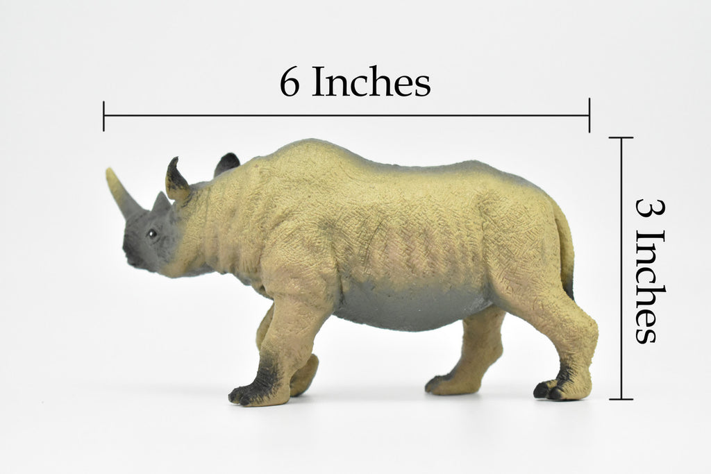 Rhino, Rhinoceros, Very Nice Plastic Design, African Animal Figure, Educational, Figure, Lifelike, Diorama Model, Figurine, Replica, Toy, Kids,  6 Inches.