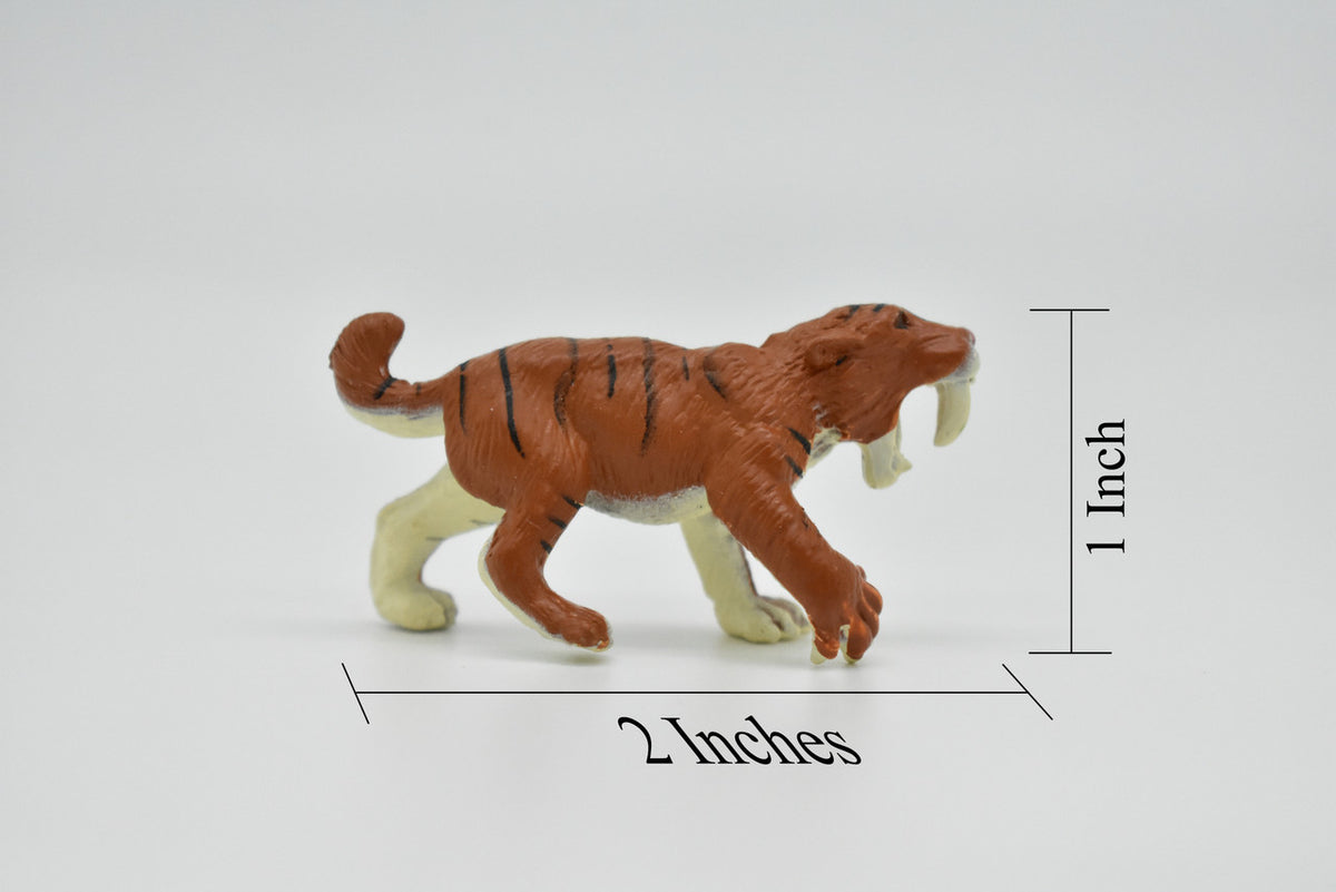 Saber-toothed Cat, Smilodon, Ice Age Mammal, Educational, Realistic, Hand Painted, Figure, Lifelike Model, Gift,   2 Inches. 