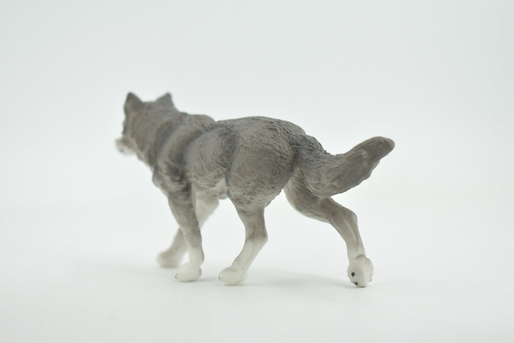 Wolf, Black and Gray, Timber Wolf, Museum Quality, Hand Painted, Rubber Animal, Educational, Realistic, Figure, Toy, Kids, Replica, Gift,        4 1/ 2 "     CH681 BB172