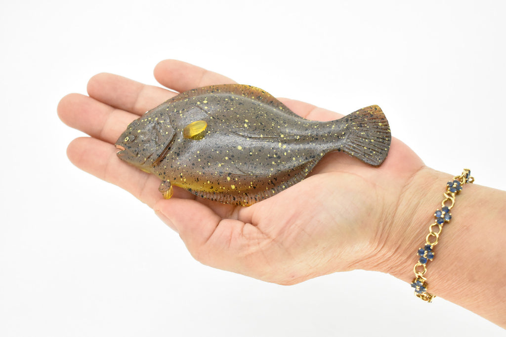 Halibut, Flatfish, Pacific, Toy, Very Realistic Rubber Figure, Model, Educational, Animal, Hand Painted Figurines,   5"   CH029 BB73