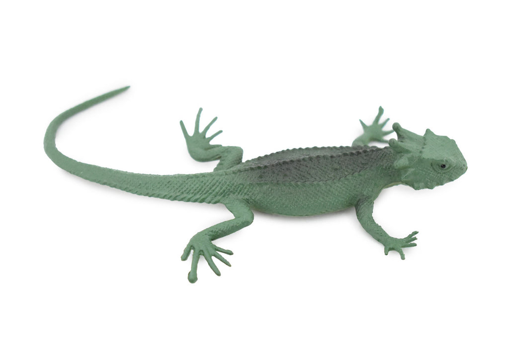 Lizard, Flat-Taled Horned Lizard, Green, Rubber, Toy Reptile, Realistic Figure, Model, Replica, Kids, Educational, Gift,     4"    F6102 B381