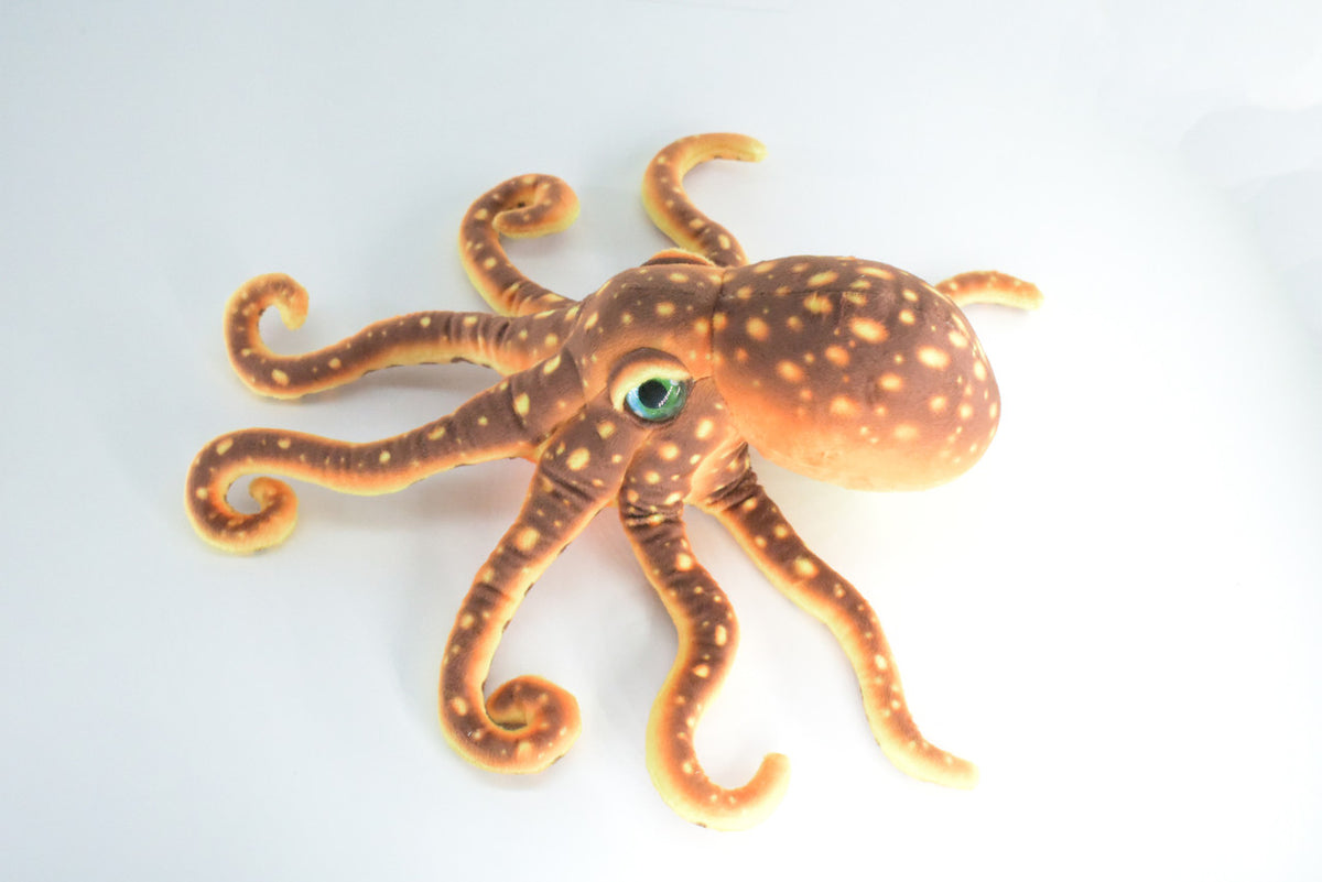 Octopus, Brown, Octopuses, Octopodes, Saltwater, Stuffed Animal, Educational, Plush, Realistic Figure, Lifelike Model, Replica, Gift,       14"        FT15 BB326