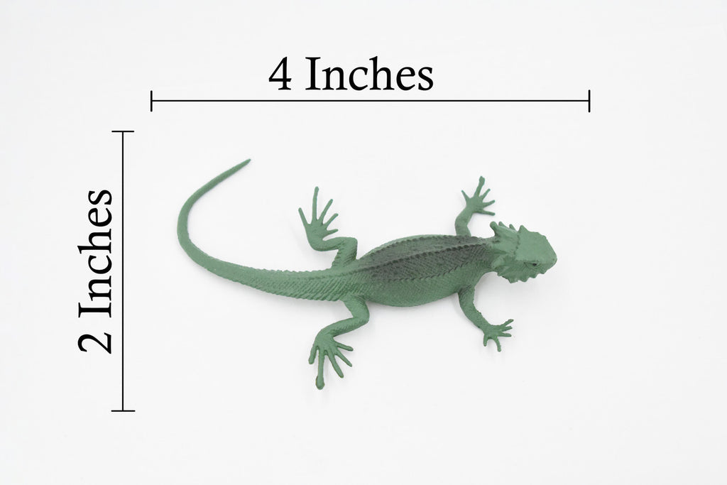 Lizard, Flat-Taled Horned Lizard, Green, Rubber, Toy Reptile, Realistic Figure, Model, Replica, Kids, Educational, Gift,     4"    F6102 B381