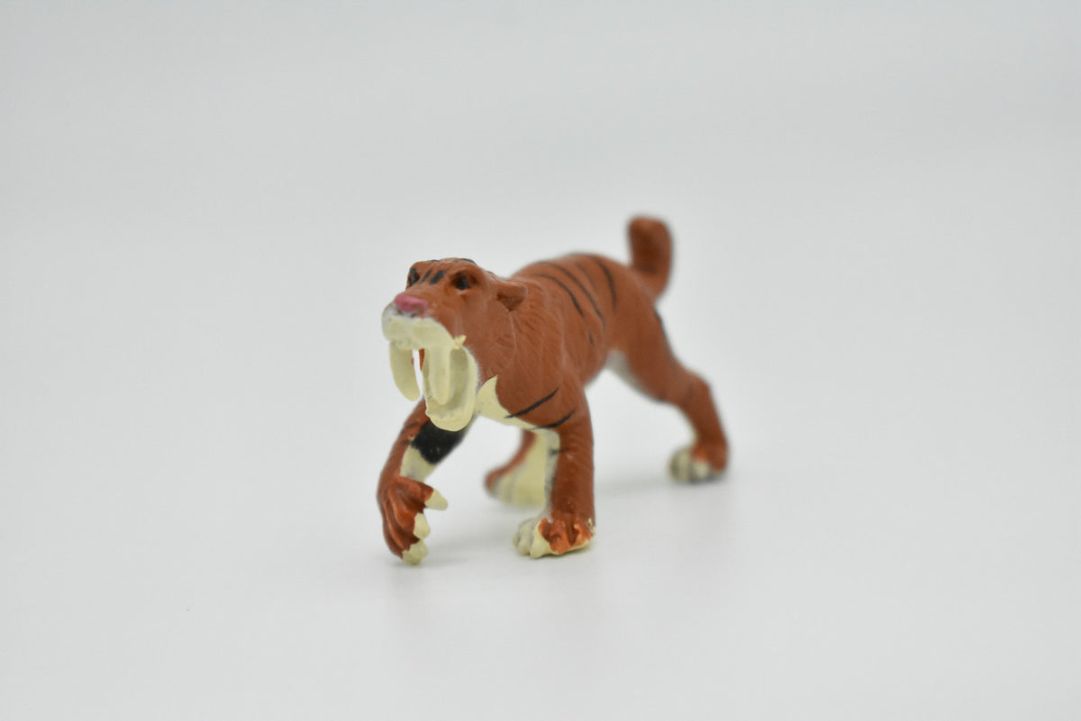 Saber-toothed Cat, Smilodon, Ice Age Mammal, Educational, Realistic, Hand Painted, Figure, Lifelike Model, Gift,   2 Inches. 