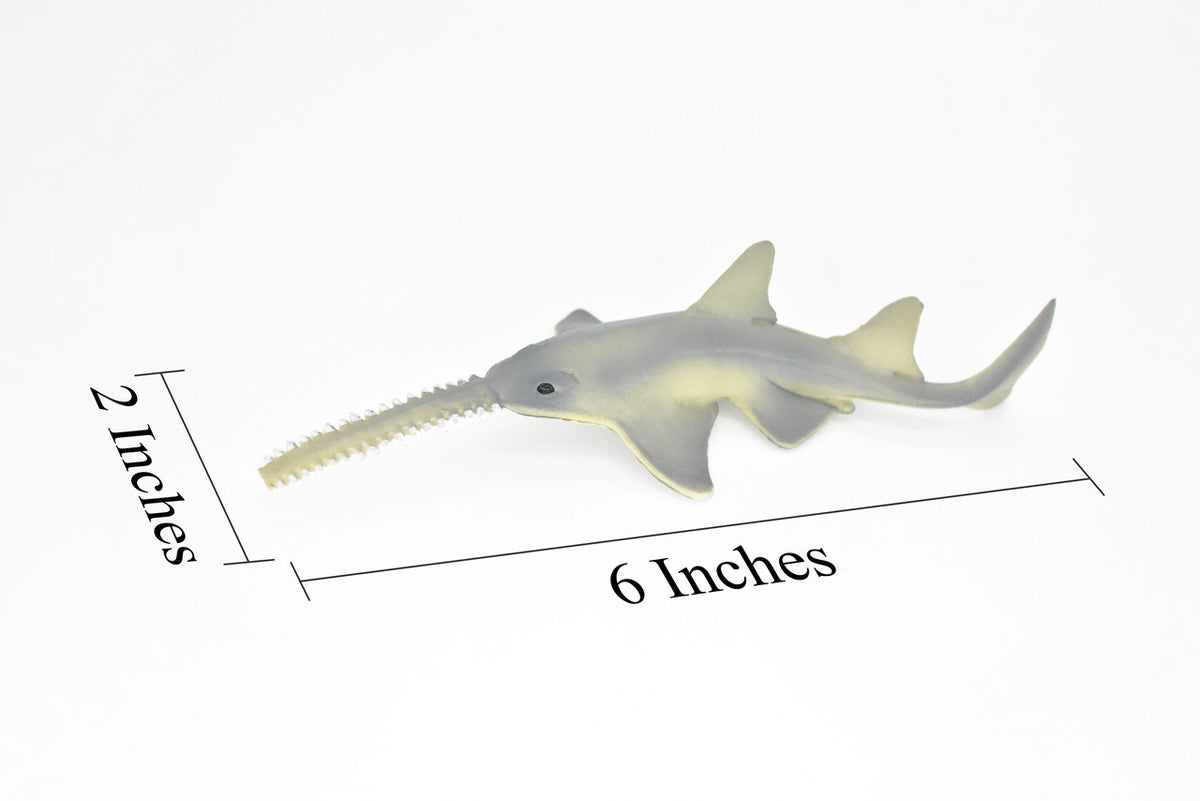 Sawfish, Carpenter shark, Museum Quality, Educational, Rubber Fish, Hand Painted, Realistic Toy Figure, Diorama Model, Kids,  6 Inches.