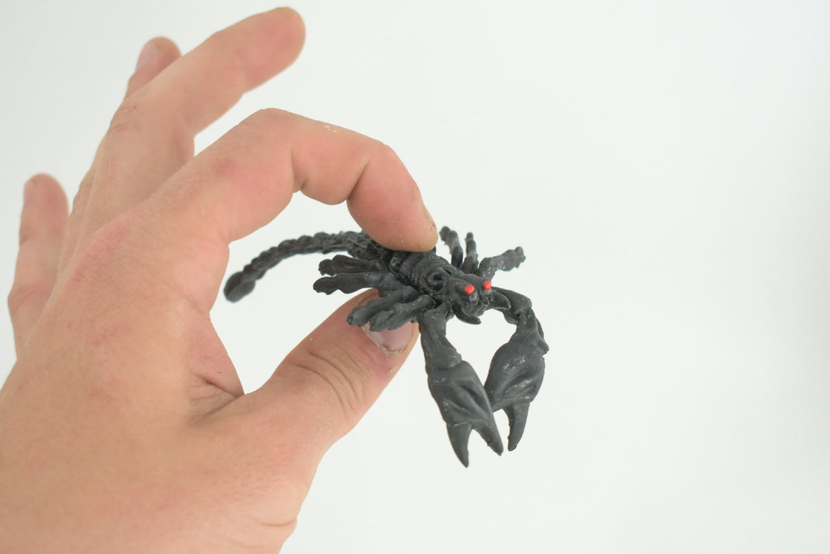 Scorpion, Black, Soft Rubber, Arachnids, Realistic Figure, Model, Replica, Toys, Kids, Educational, Gift,      5 Inches      CWG39 B217