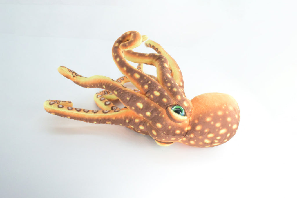 Octopus, Brown, Octopuses, Octopodes, Saltwater, Stuffed Animal, Educational, Plush, Realistic Figure, Lifelike Model, Replica, Gift,       14"        FT15 BB326