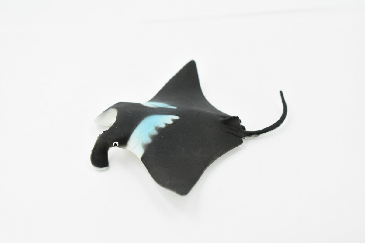 Manta Ray, Devil Fish, Museum Quality, Educational, Rubber Fish, Hand Painted, Realistic Toy Figure, Diorama Model, Kids,   4 Inches.