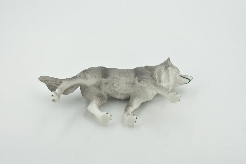 Wolf, Black and Gray, Timber Wolf, Museum Quality, Hand Painted, Rubber Animal, Educational, Realistic, Figure, Toy, Kids, Replica, Gift,        4 1/ 2 "     CH681 BB172