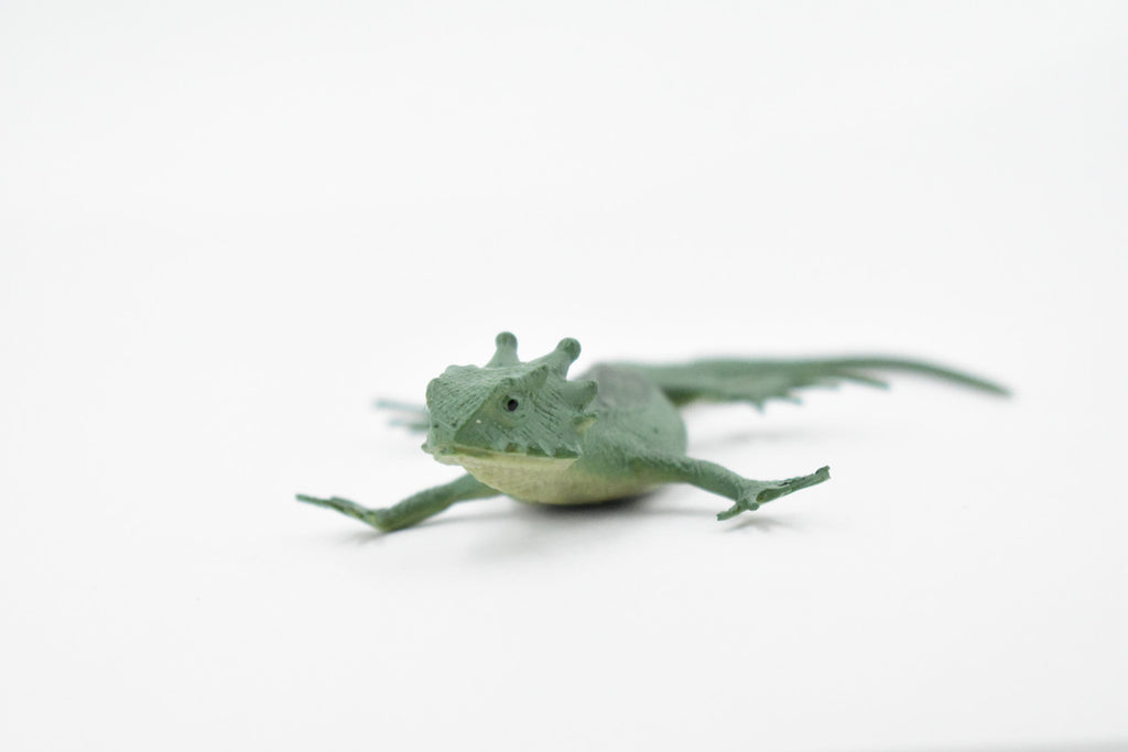 Lizard, Flat-Taled Horned Lizard, Green, Rubber, Toy Reptile, Realistic Figure, Model, Replica, Kids, Educational, Gift,     4"    F6102 B381