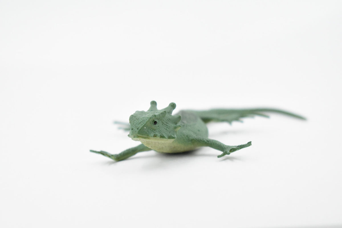 Lizard, Flat-Taled Horned Lizard, Green, Rubber, Toy Reptile, Realistic Figure, Model, Replica, Kids, Educational, Gift,     4"    F6102 B381