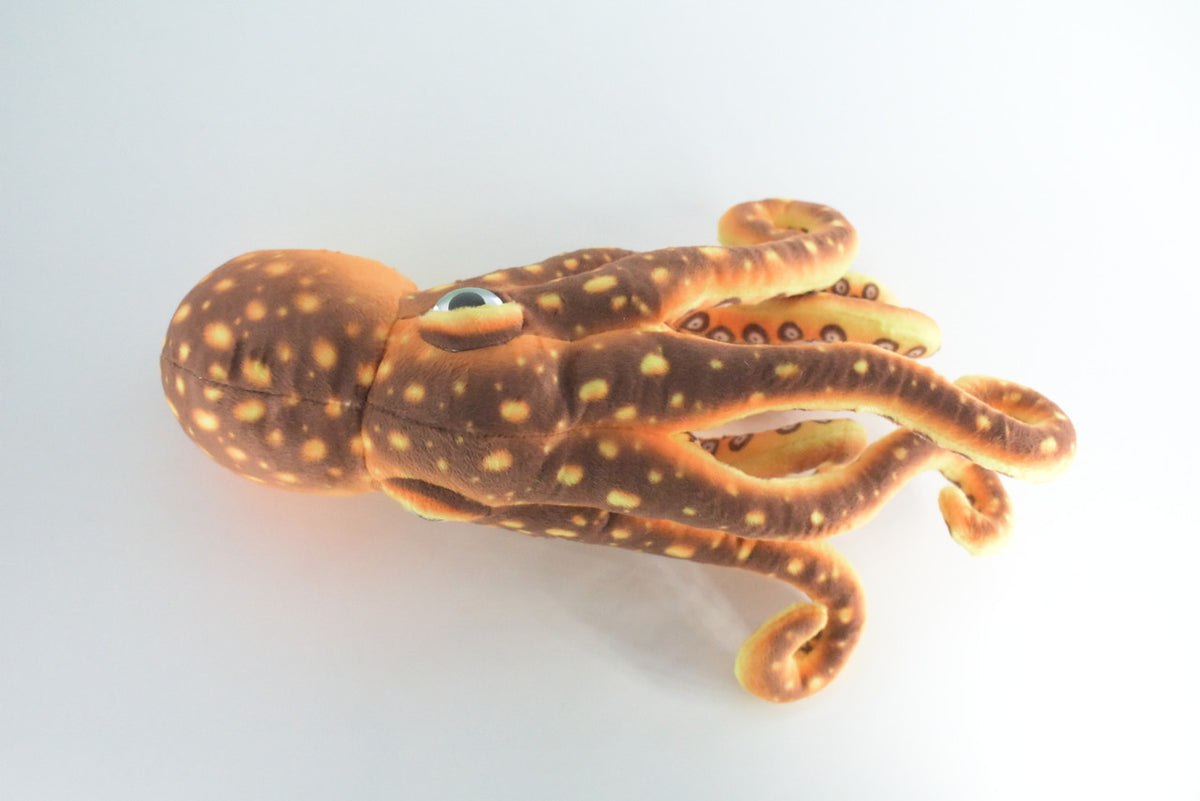 Octopus, Brown, Octopuses, Octopodes, Saltwater, Stuffed Animal, Educational, Plush, Realistic Figure, Lifelike Model, Replica, Gift,       14"        FT15 BB326