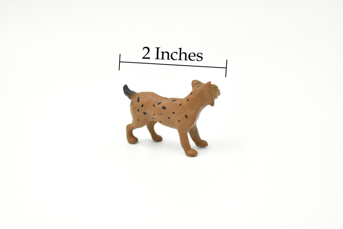 Bobcat, Cub, Nice Rubber Animal, Educational, Realistic Cat, Hand Painted, Figure, Lifelike Model, Figurine, Replica, Gift,     2 Inches   