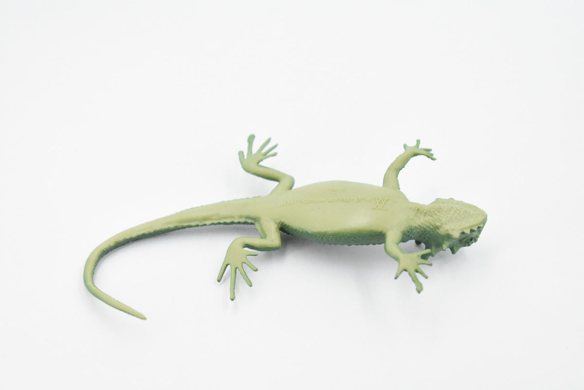 Lizard, Flat-Taled Horned Lizard, Green, Rubber, Toy Reptile, Realistic Figure, Model, Replica, Kids, Educational, Gift,     4"    F6102 B381