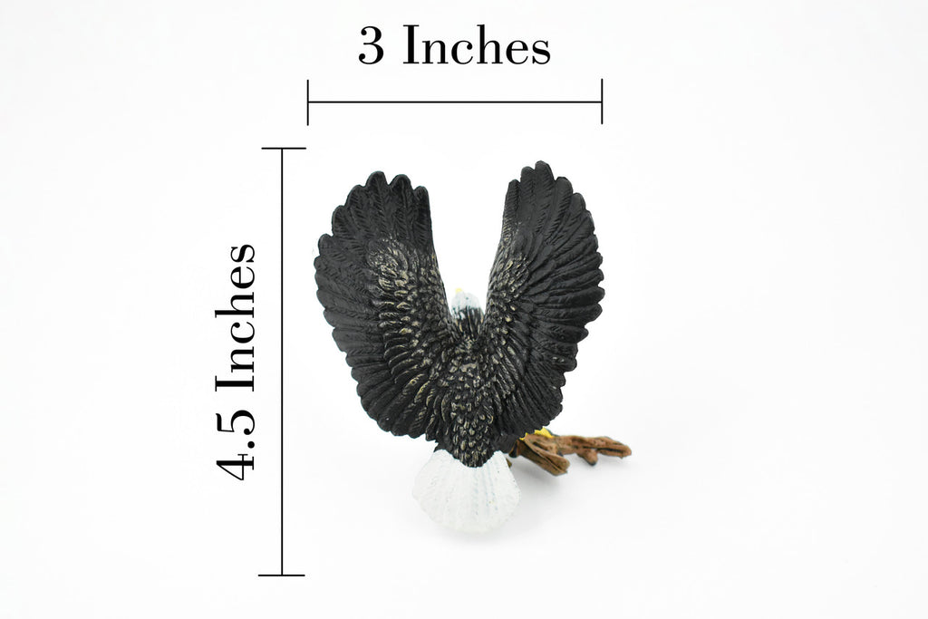 Bald Eagle, North America Eagle, Museum Quality, Rubber Bird, Hand Painted, Realistic Toy Figure, Diorama Model, Kids, Educational, Gift,       4 1/2 Inches.  