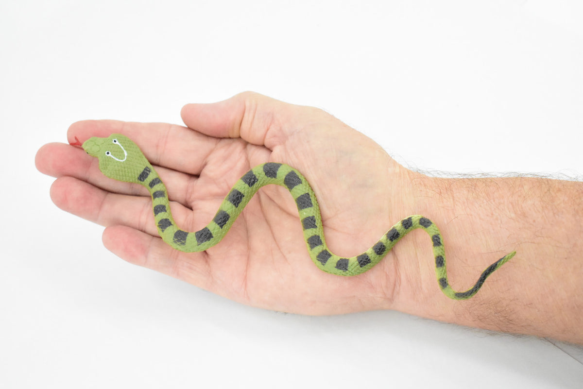 Snake, King Cobra, Green, Rubber Reptile, Educational, Realistic Hand Painted, Figure, Lifelike Model, Figurine, Replica, Gift,      10"       F2085 B142