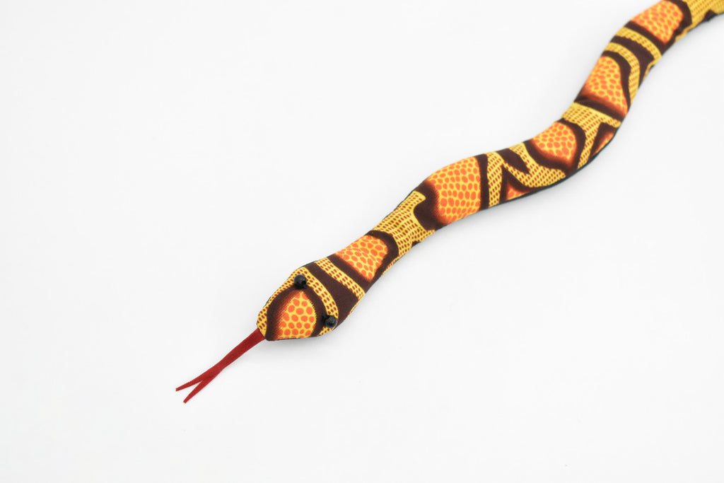 Snake, Reptiles, Orange, Hand Made In Thailand, Sand Creatures, Paper Weight, Bean Bag, Cornhole, Game, Toy, Kids, Educational, Gift,   12 Inches Long.   TH21 BB68