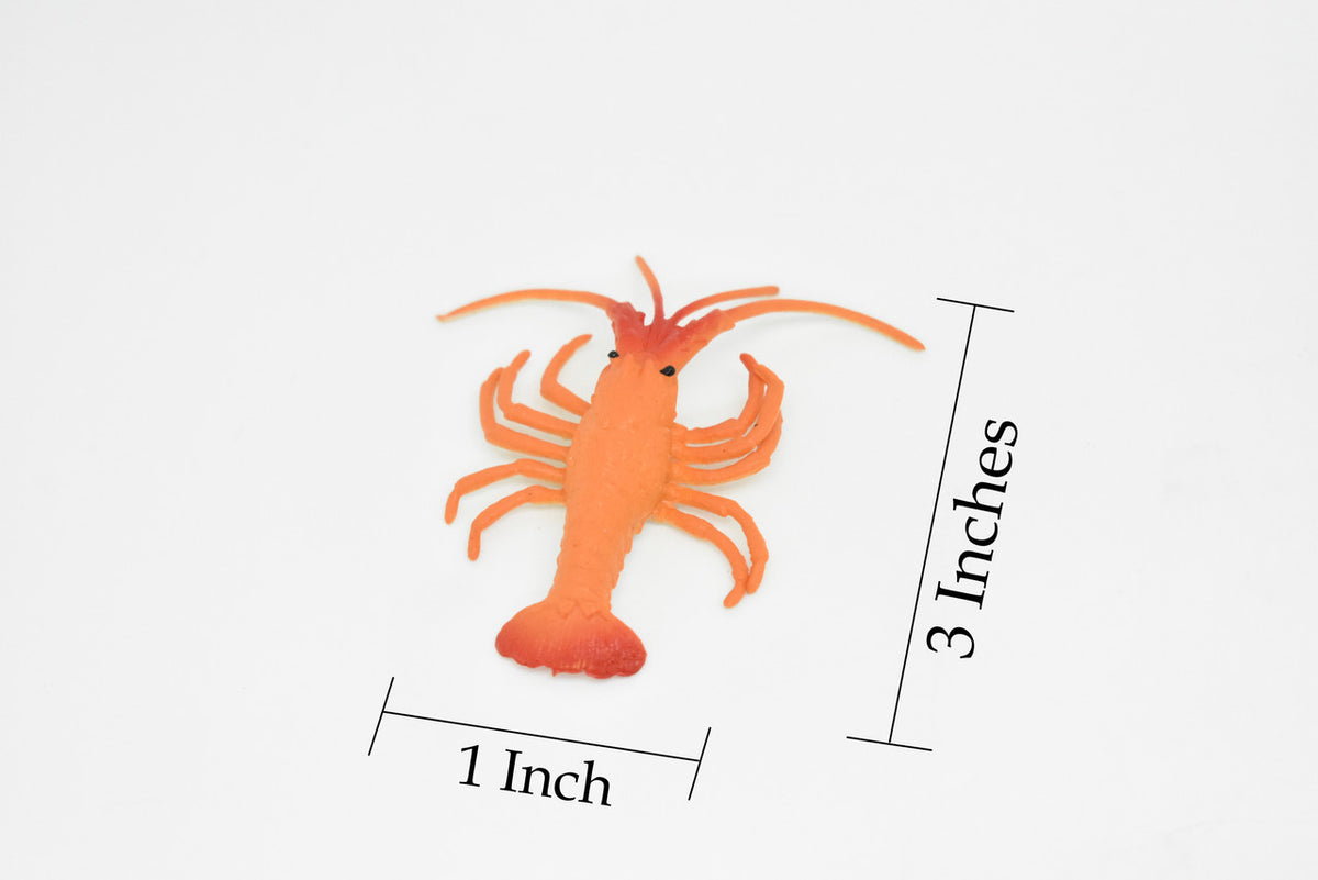 Lobster, Realistic Rubber Crustacean Design, Homarus americanus, Hand Painted, Realistic, Soft Rubber, Educational Diorama Model, Toy, 3 Inches.