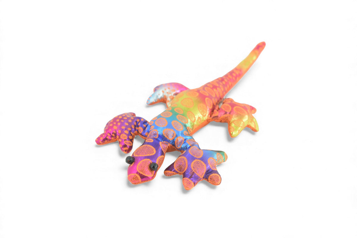 Gecko, Lizard, Reptiles, Orange and Purple, Hand Made In Thailand, Sand Creatures, Paper Weight, Bean Bag, Cornhole, Game, Toy, Kids, Educational, Gift, 5 Inches. TH70 BB301 Colors May Vary 
