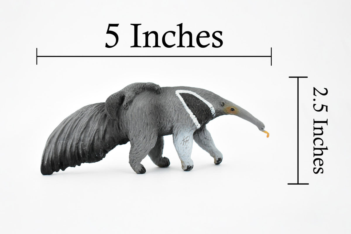 Anteater with Baby, Giant Anteaters, Museum Quality, Hand Painted, Educational, Rubber Animal, Realistic Toy Figure, Diorama Model, Kids,  5 Inches.