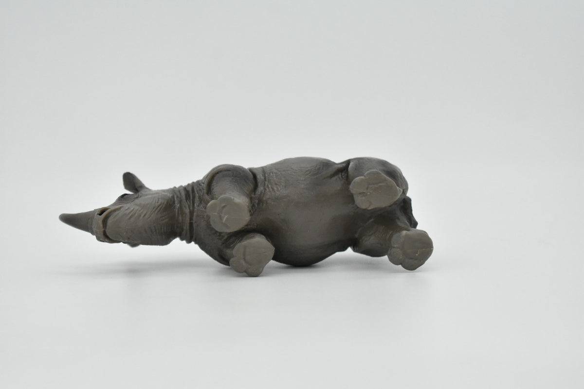Rhino, Rhinoceros, Museum Quality, Hand Painted, Educational, Rubber Animal, Realistic Toy Figure, Diorama Model, Kids, Gift,      5 Inches.     CH107 BB90