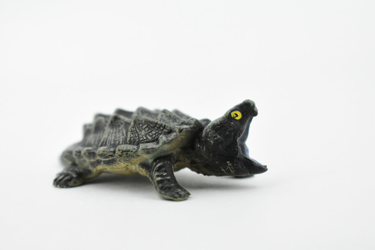 Alligator Snapping Turtle, Reptile, Hand Painted, Museum Quality, Educational, Realistic Toy Figure, Diorama Model, Kids,   2 1/2 Inches. 