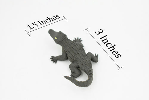 Alligator, Crocodile, Rubber Toy Reptile, Realistic Figure, Model, Replica, Kids, Educational, Gift,       3"       F4479-B213