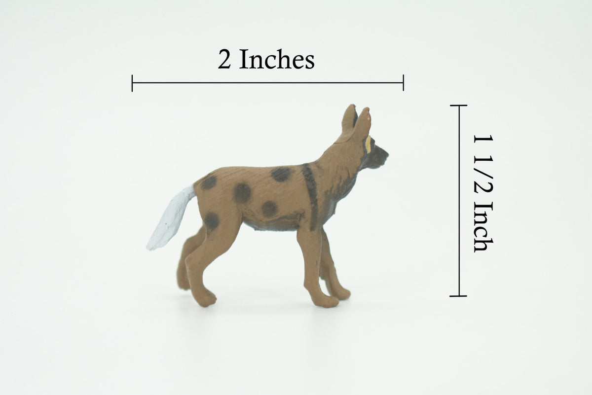 African Wild Dog, Painted Wolf, African Hunting Dog, Hand Painted, Educational, Rubber Animal, Realistic Figure, Lifelike, Gift,    2 "   SF52 B58