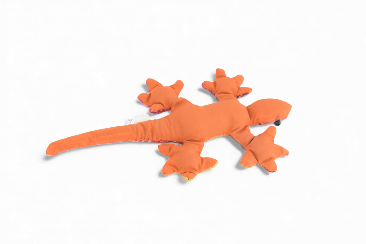 Gecko, Lizard, Reptiles, Orange and Purple, Hand Made In Thailand, Sand Creatures, Paper Weight, Bean Bag, Cornhole, Game, Toy, Kids, Educational, Gift,  5  Inches. TH70 BB301    Colors May Vary